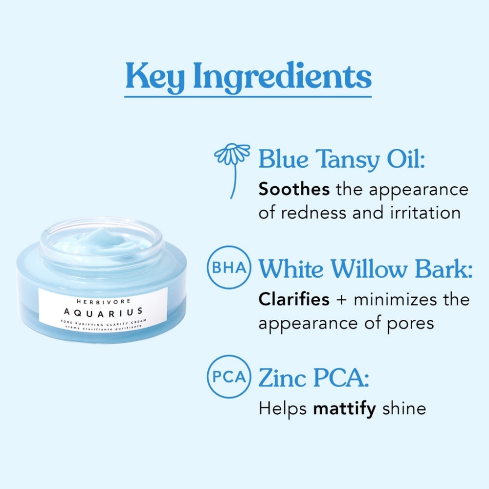 HERBIVORE Botanicals AQUARIUS Pore Purifying Clarity Cream, 50ml/1.7fl oz - Picture 9 of 12